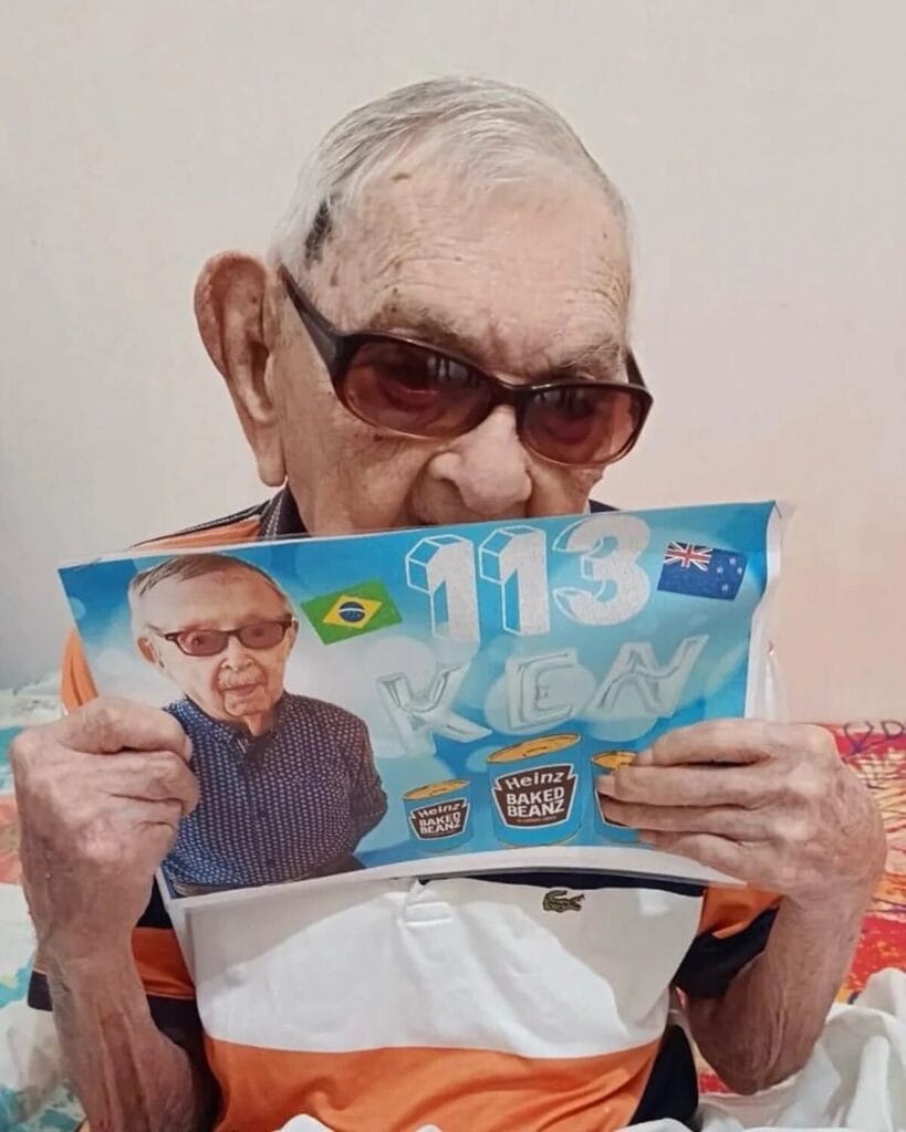 João Marinho Neto (Brazil), the world's oldest man, sends birthday wishes to Ken Weeks.