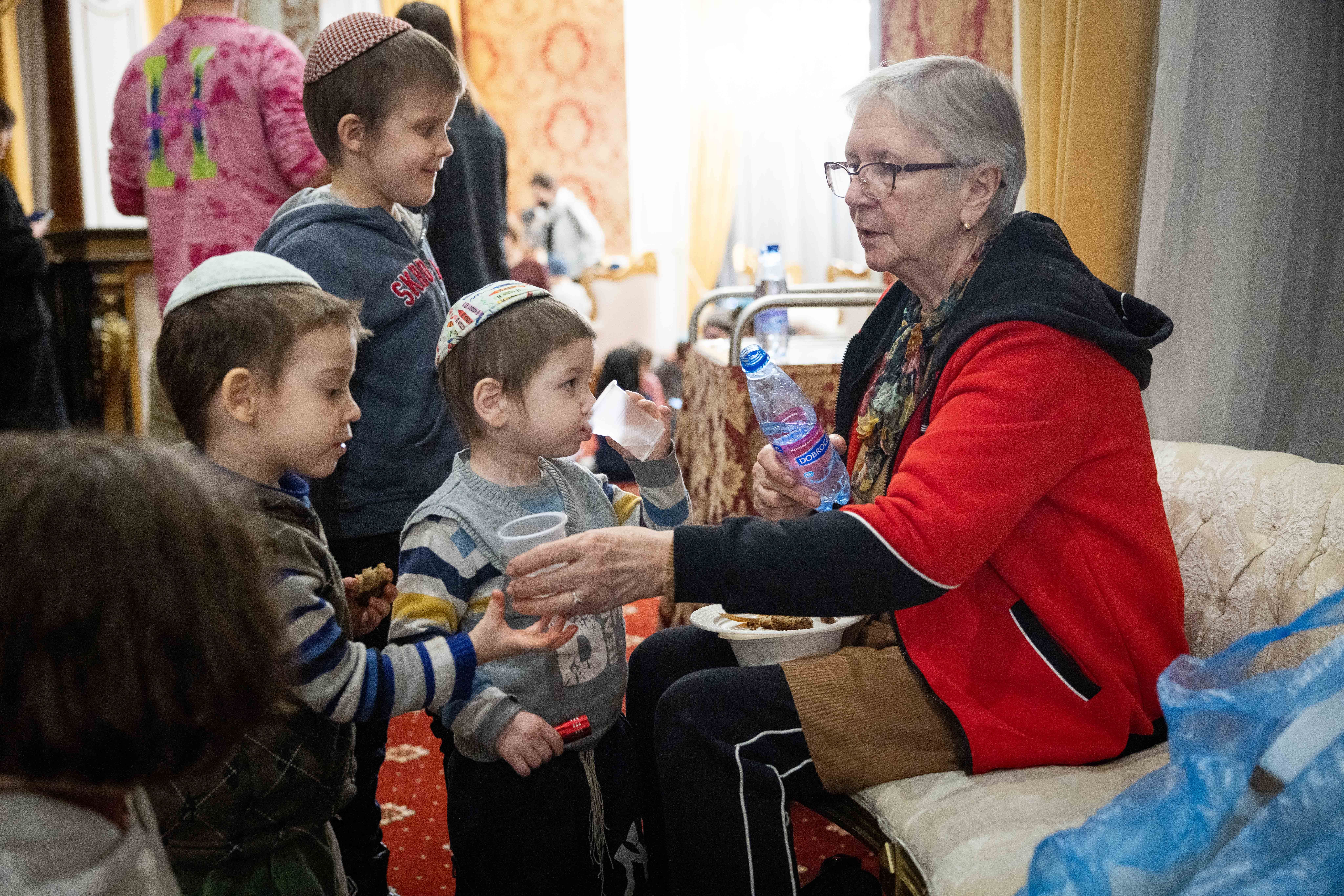 Jewish Orphans who were smuggled today from Odessa to Chisinau in a special rescue operation by Chabad and the IFCJ (International Fellowship of Christians and Jews) seen in Chisinau, Moldova, March 2, 2022.