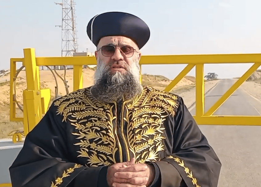 Eyal Tzionov sporting the Chief Rabbi's robe and turban