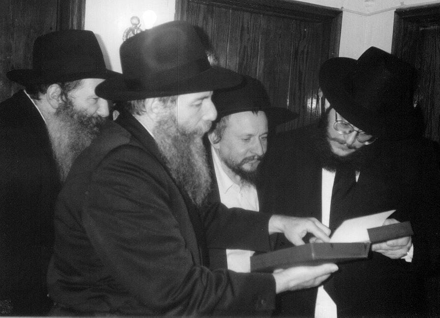 Before entering the Lubavitcher Rebbe's study with the rescued books
