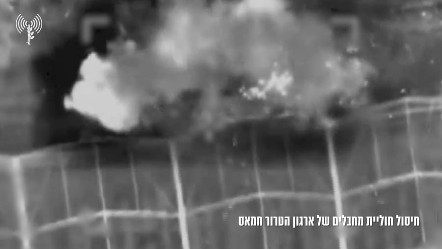 Footage of terrorist squads bombed from the air in Gaza.