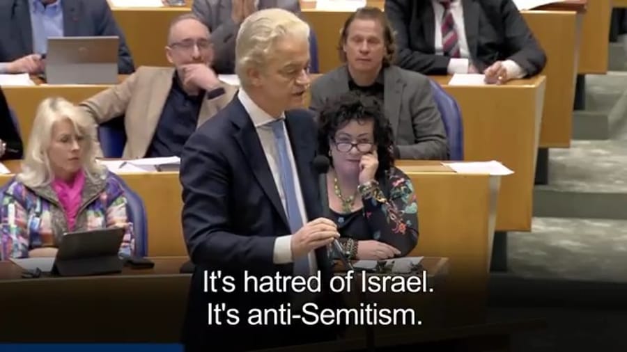 Geert Wilders protesting antisemitism in the Netherlands.