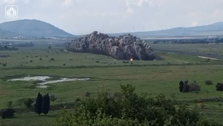 Controlled detonation of mines.
