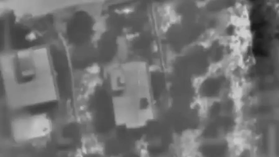 Drone spotting the target site, just before the air strike.