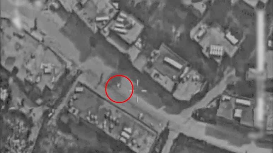 Hezbollah terrorist spotted entering building about to be destroyed from the air.