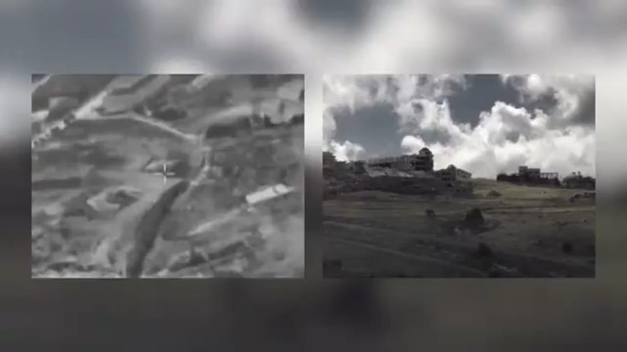 Footage from IDF strikes on Hezbollah targets.