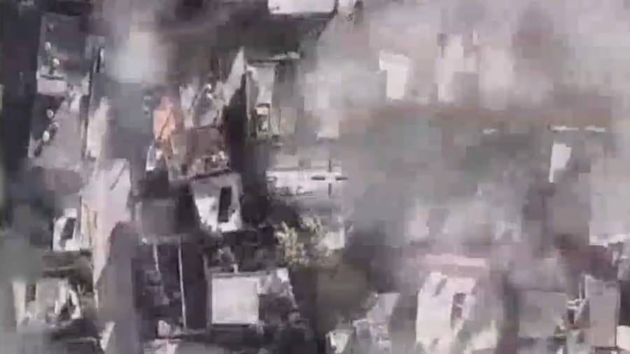 Striking Hezbollah targets.