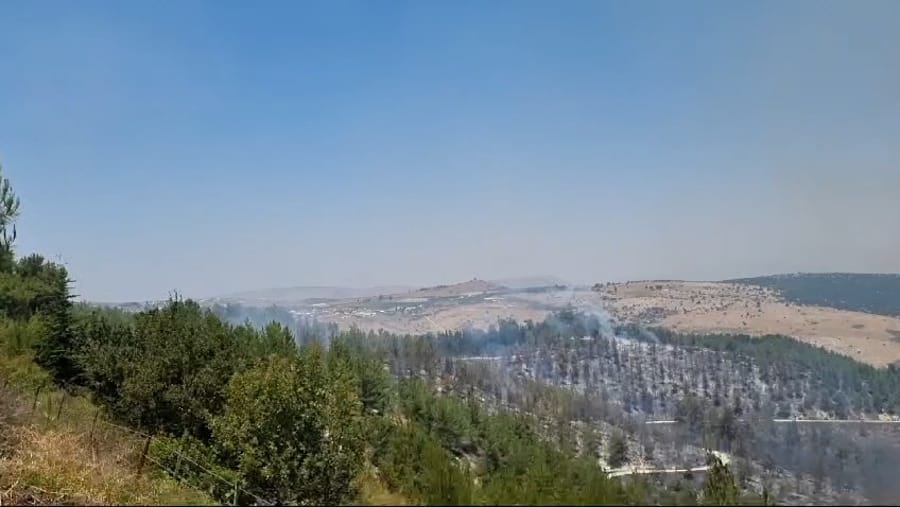 Putting out fire in Birya area.
