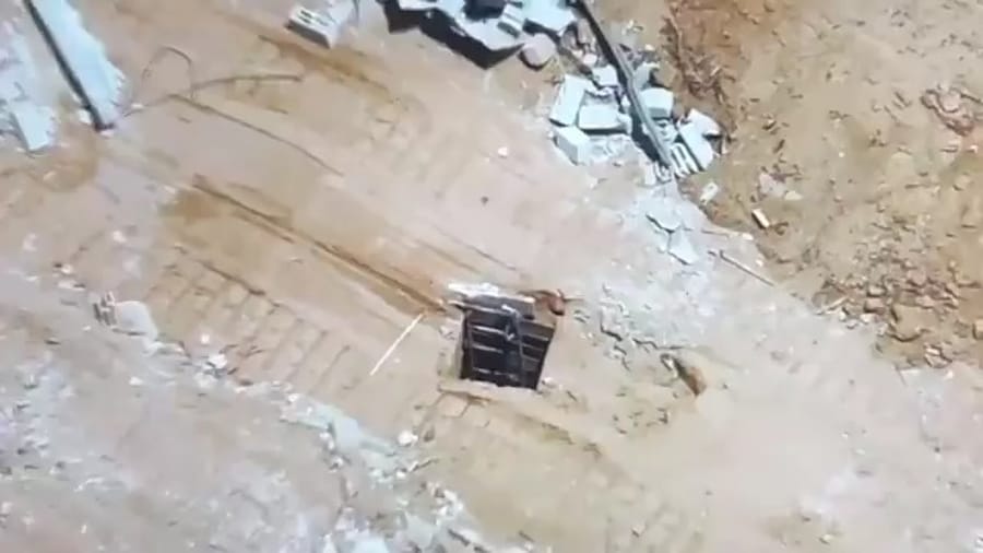 Terrorist trying to attack IDF soldiers from underground.