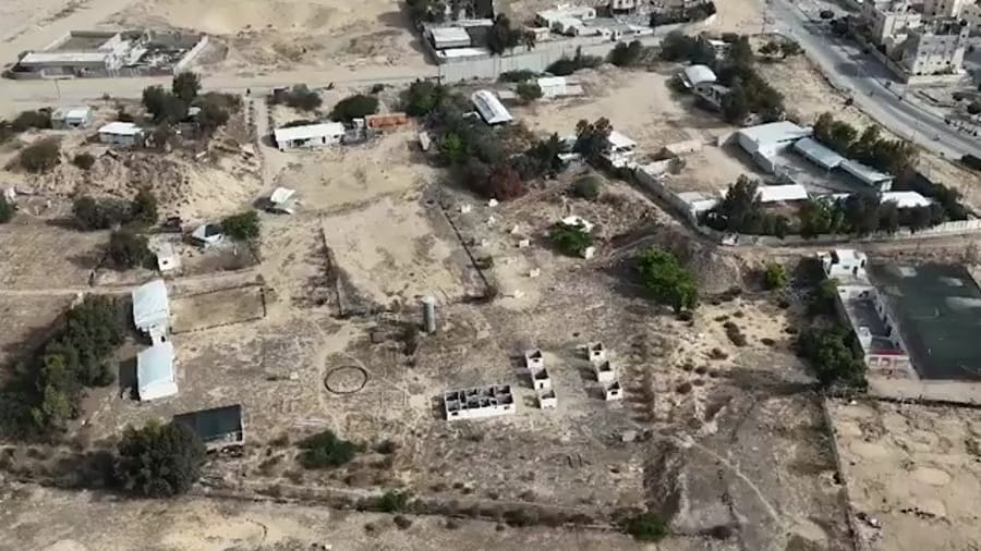 Hamas training compound, before and during demolition.