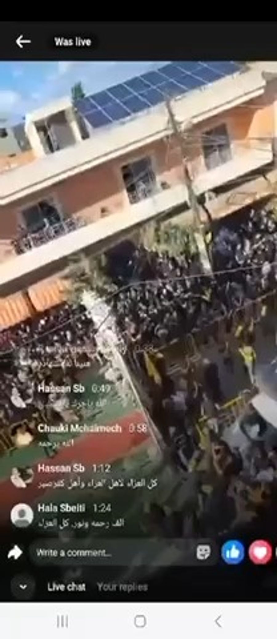 Explosion at funeral for Hezbollah member.