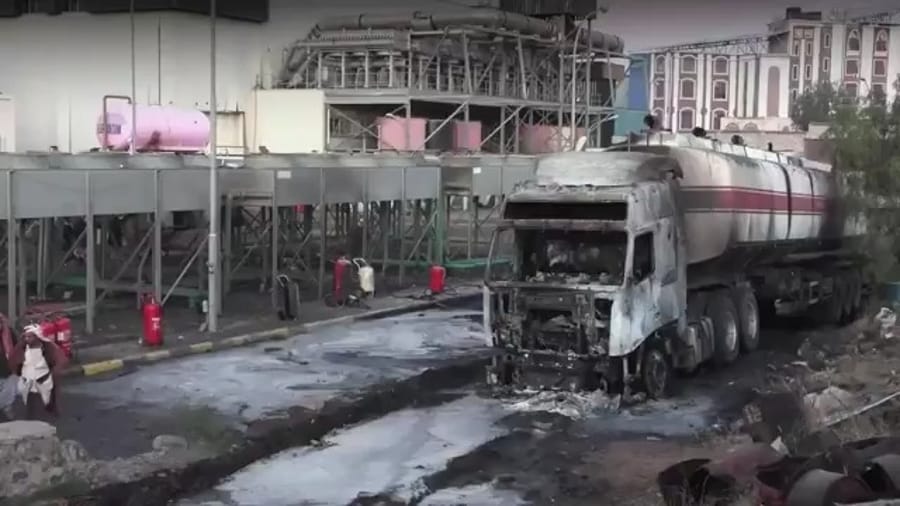 Damage to power plant in Houthi controlled Yemen