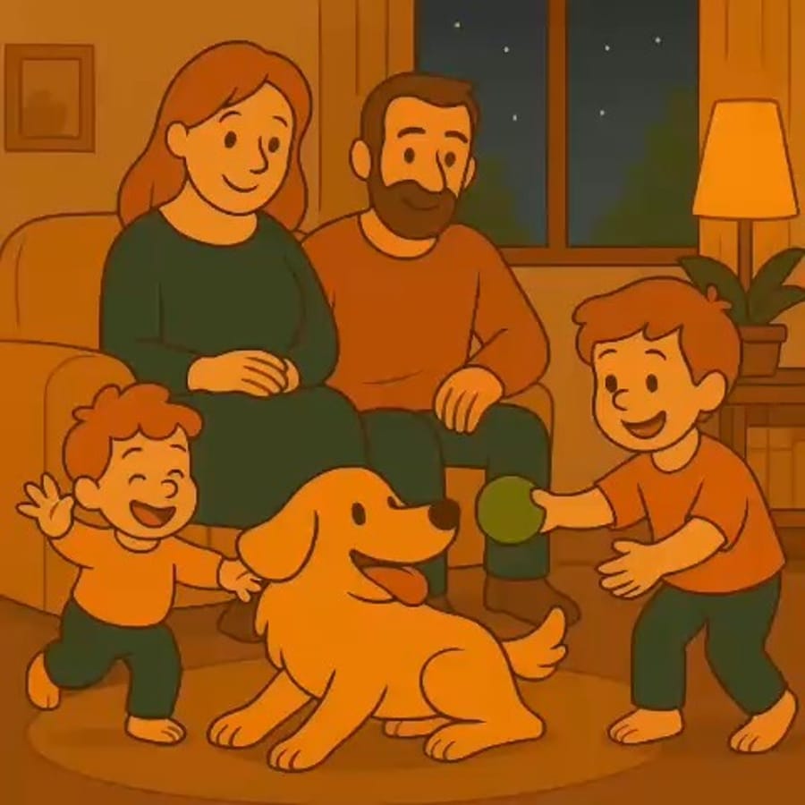 AI generated video of the Bibas family and their dog
