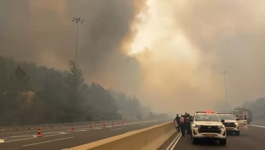 Civilians escaping as fires spread across Road 1 