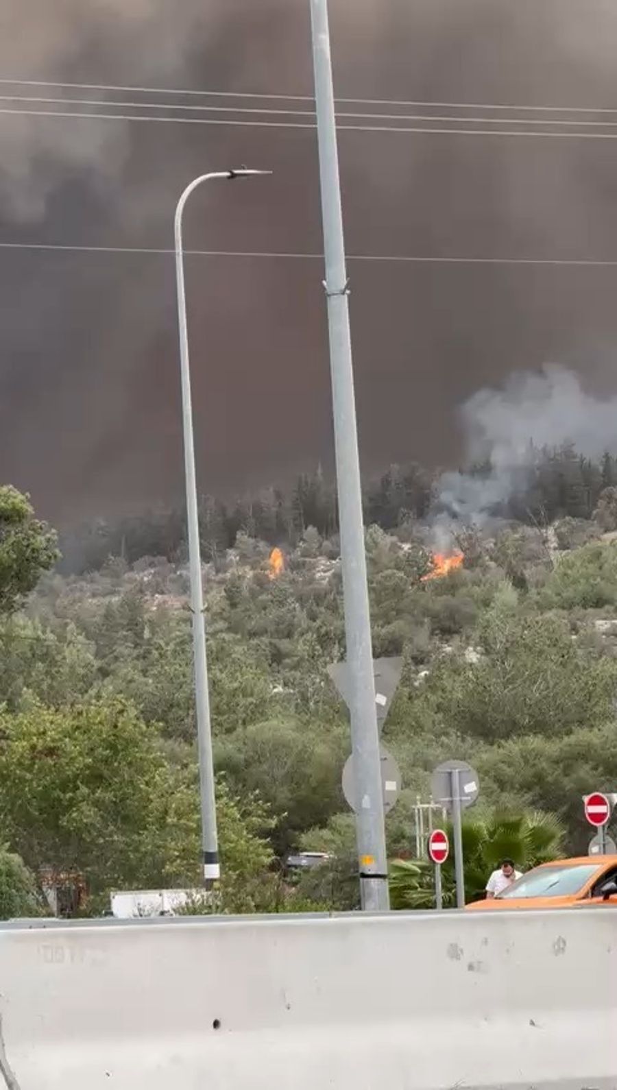 Scene of the fire outside of Jerusalem