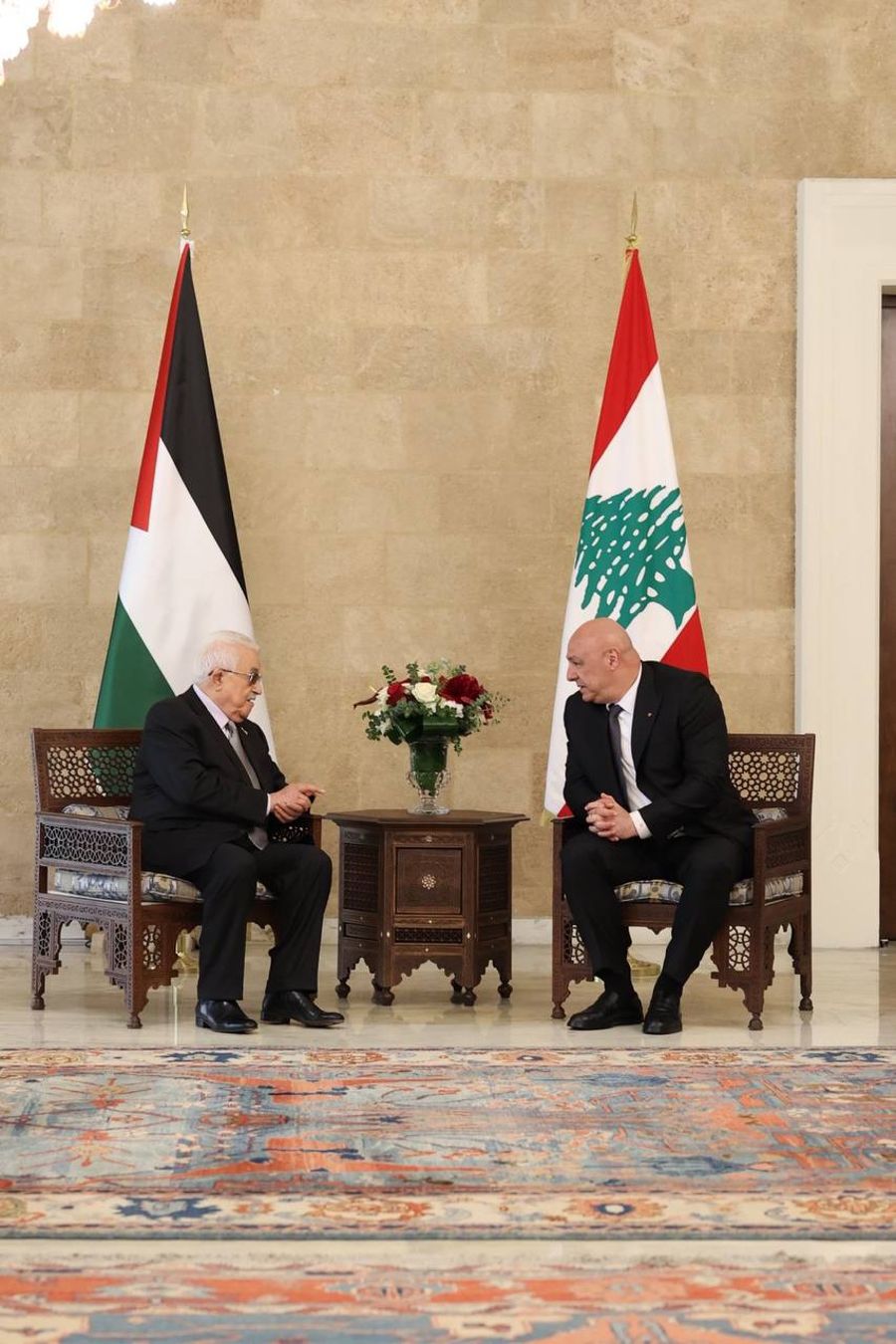 Abu Mazen Meets Lebanese President Aoun in Baabda Palace
