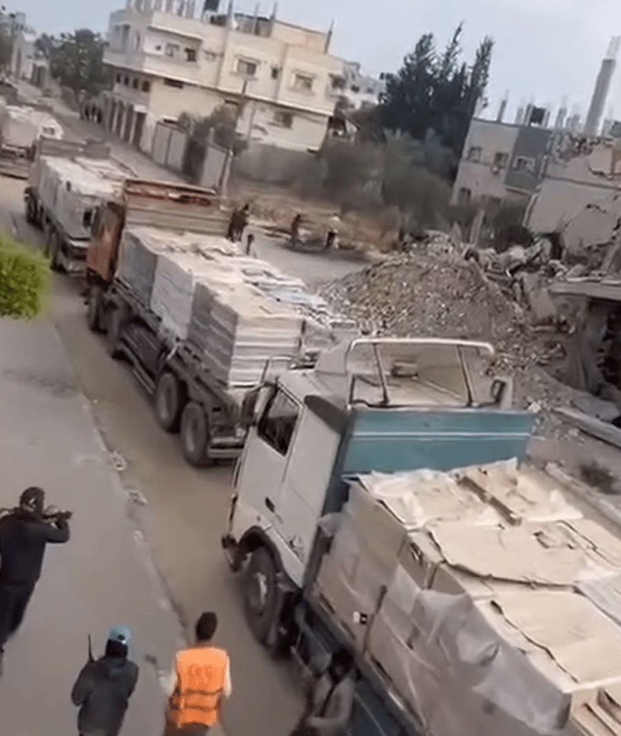 Dozens of Trucks Carrying Humanitarian Aid Entered the Gaza Strip Today  