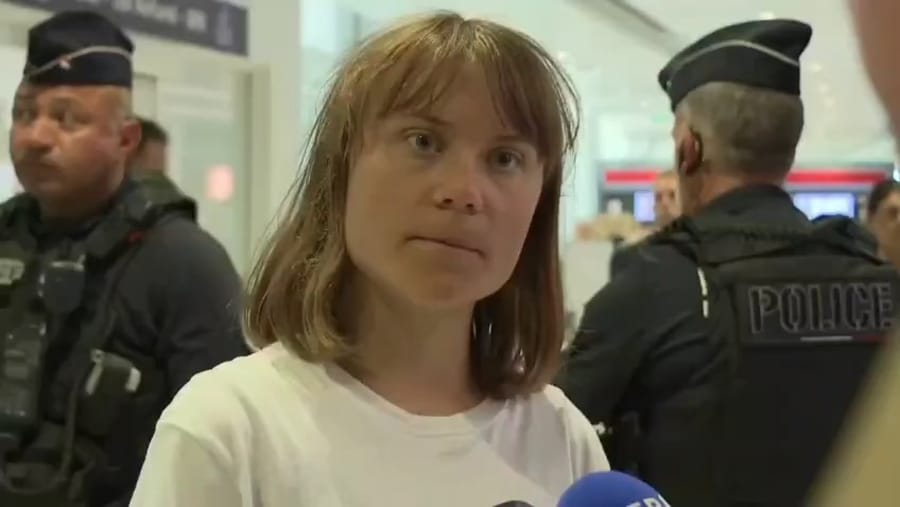 Greta lands in Paris