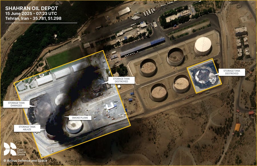 Tehran Oil Facilities Damaged in Israeli Strikes — Storage Tanks Ablaze