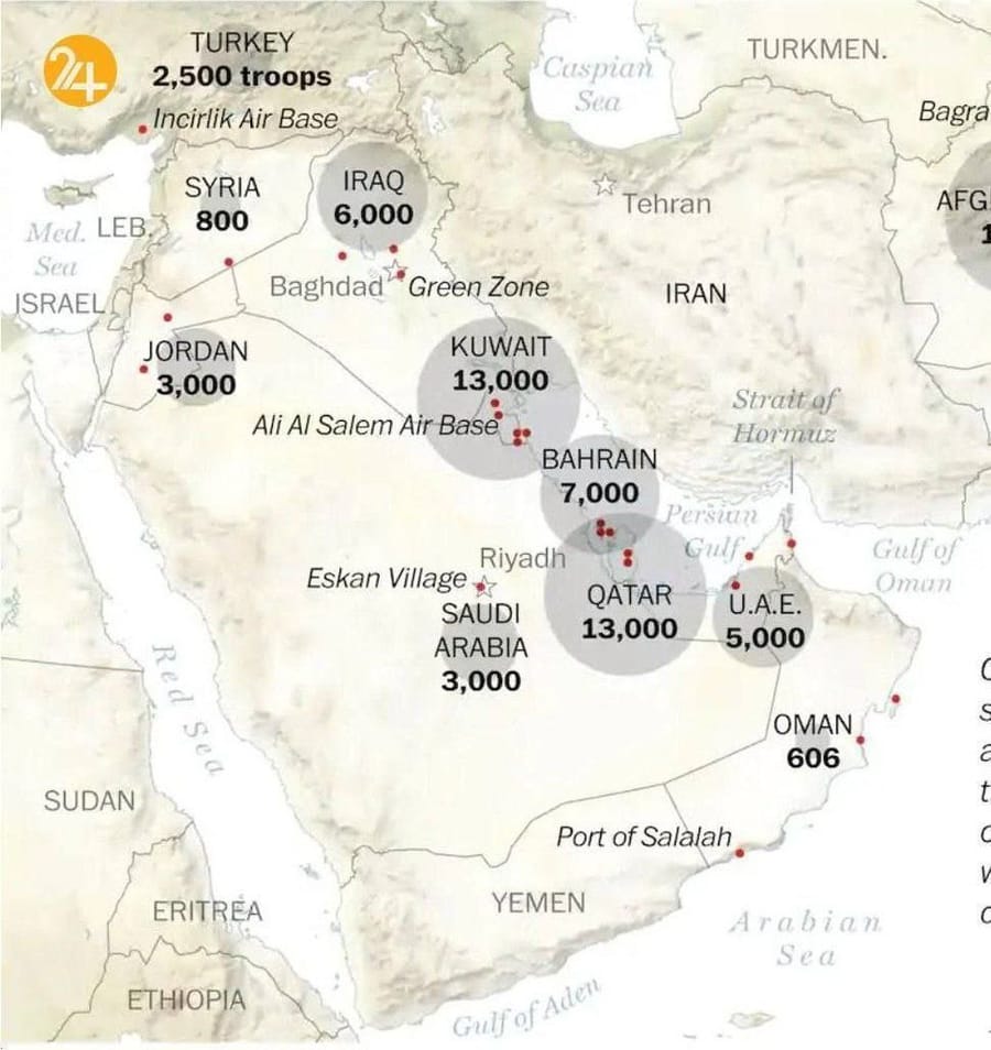 IRGC Publishes Locations of U.S. Bases in Saudi Arabia