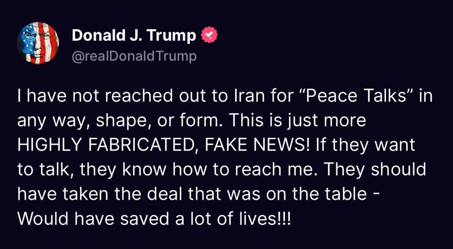 President Trump Rejects Claims of Iran Peace Talks, Labels Reports “Highly Fabricated”