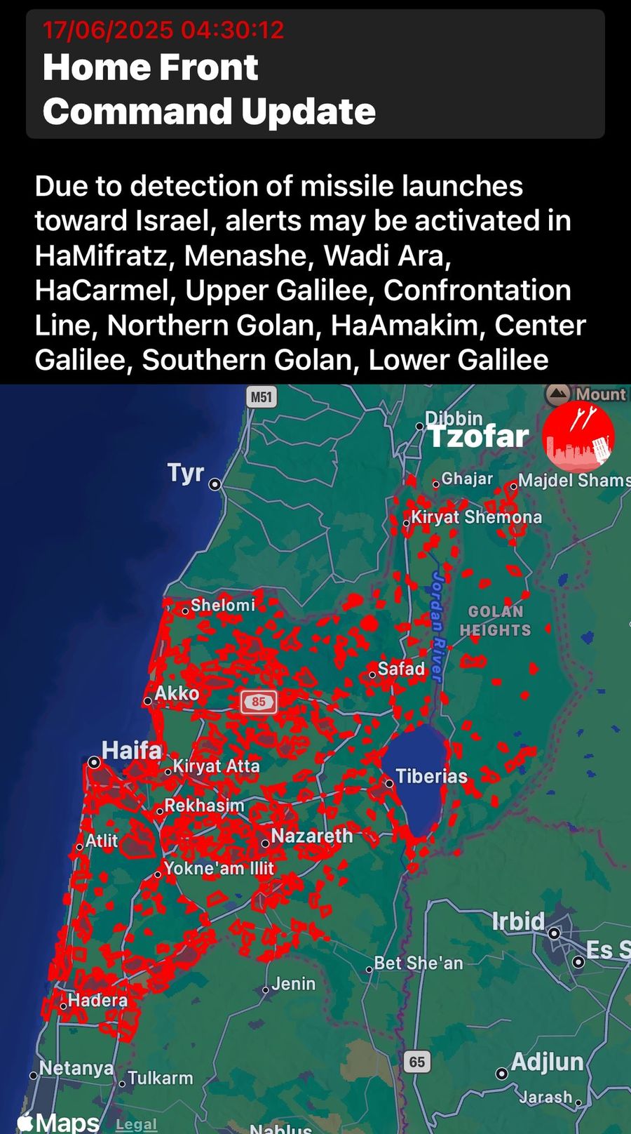 Missile Launches Detected Toward Northern Israel — Take Cover