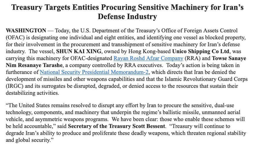 Update: As Trump Weighs Strike or Deal, U.S. Imposes Sanctions on Iran’s Defense Supply Network