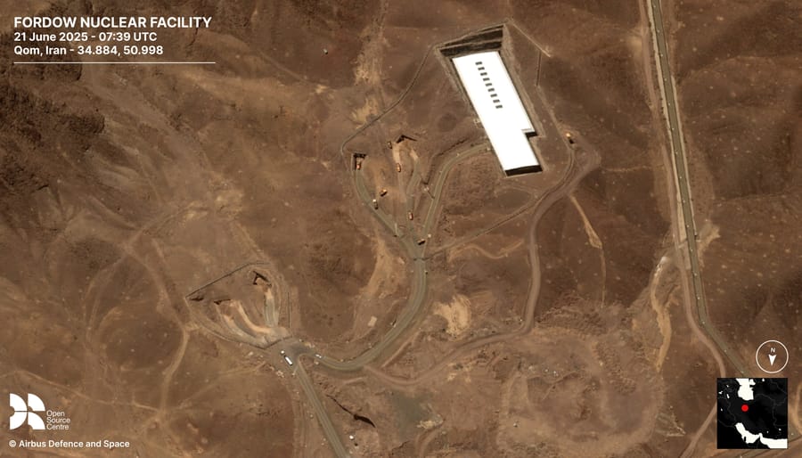 Unverified: Satellite Imagery Shows Trucks Filling Fordow Tunnel Entrances Amid Strike Preparations?