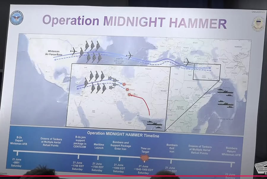 US Operation Targeting Iranian Nuclear Sites Named MIDNIGHT HAMMER