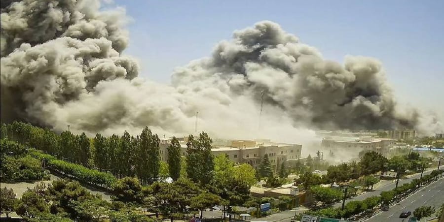 A smoking pile of rubble: The IRGC building in ruins
