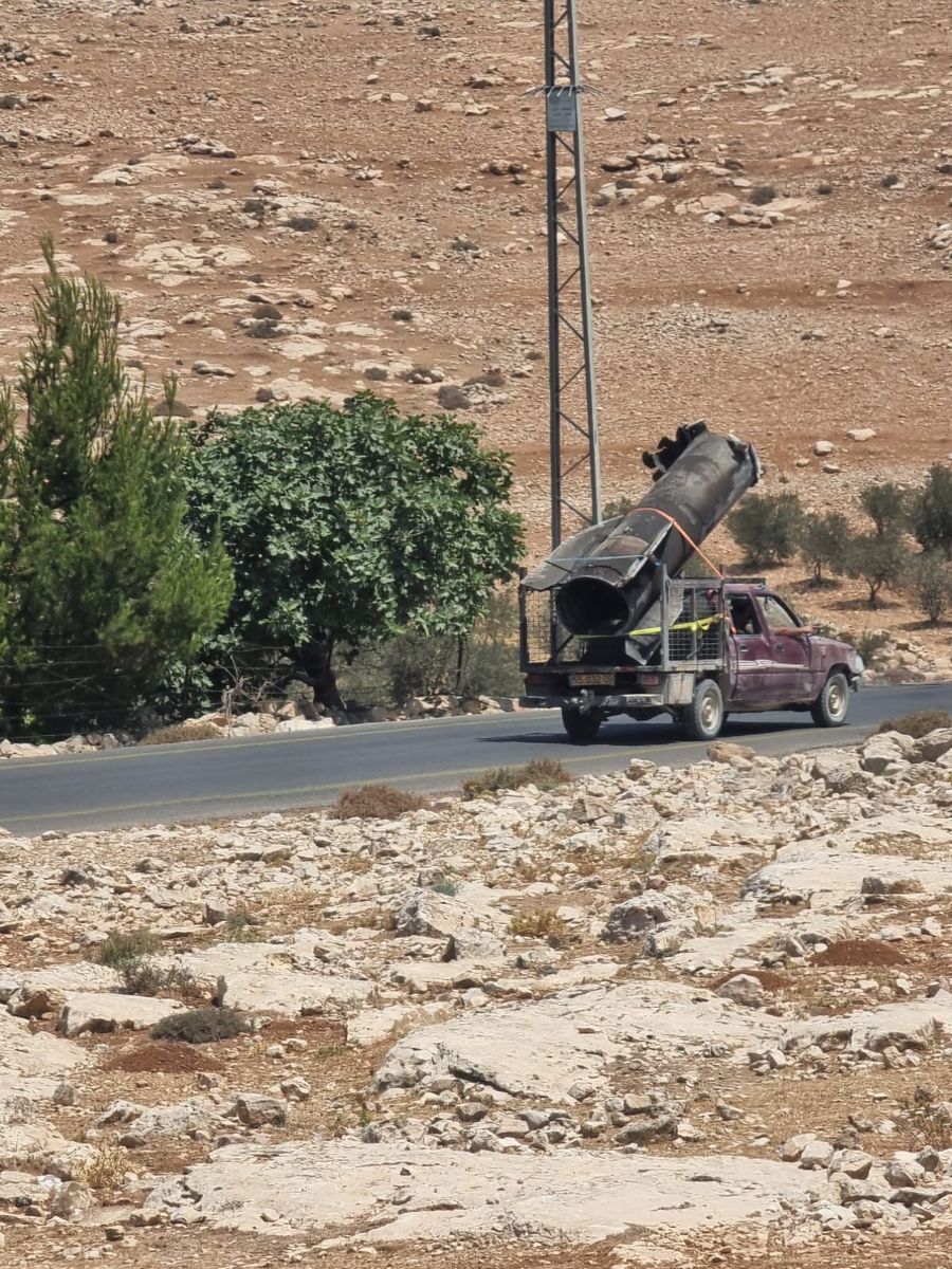 Massive Missile Fragment Removed by Locals Near Rashaida, Gush Etzion