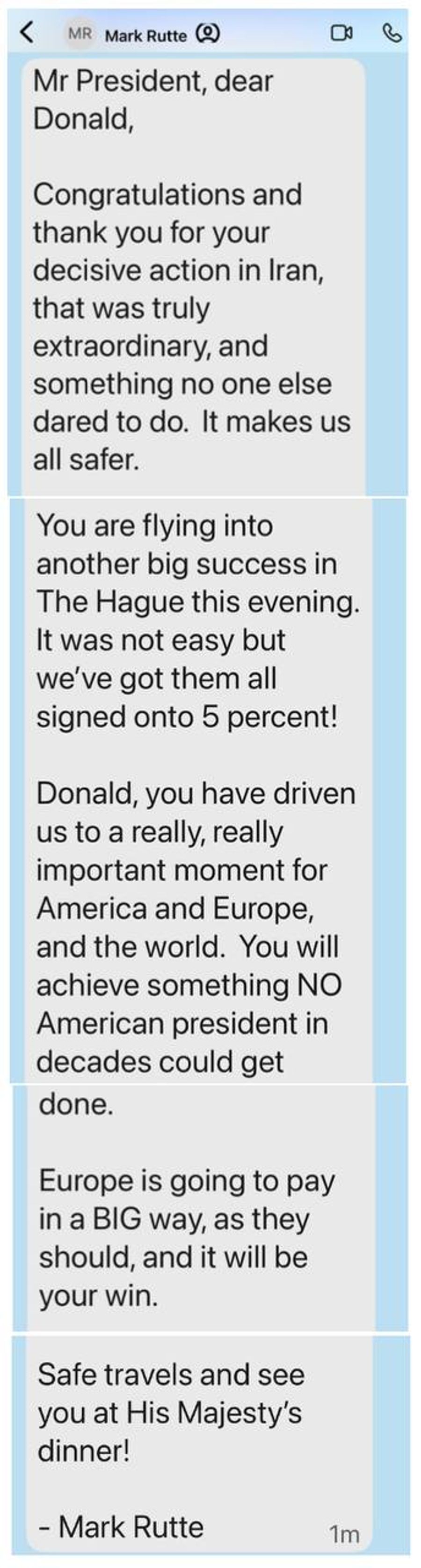 Trump Shares Thank-You Message From NATO Secretary-General