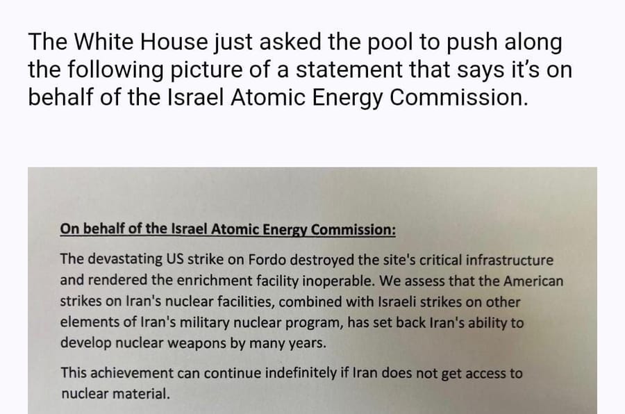 White House Circulates Statement on Behalf of Israel’s Atomic Energy Commission