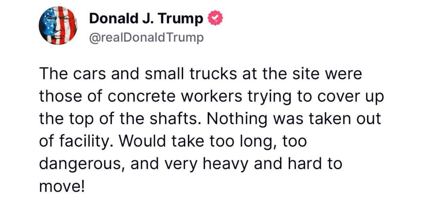 Trump: “Nothing Was Removed from Fordow Before Our Strikes”