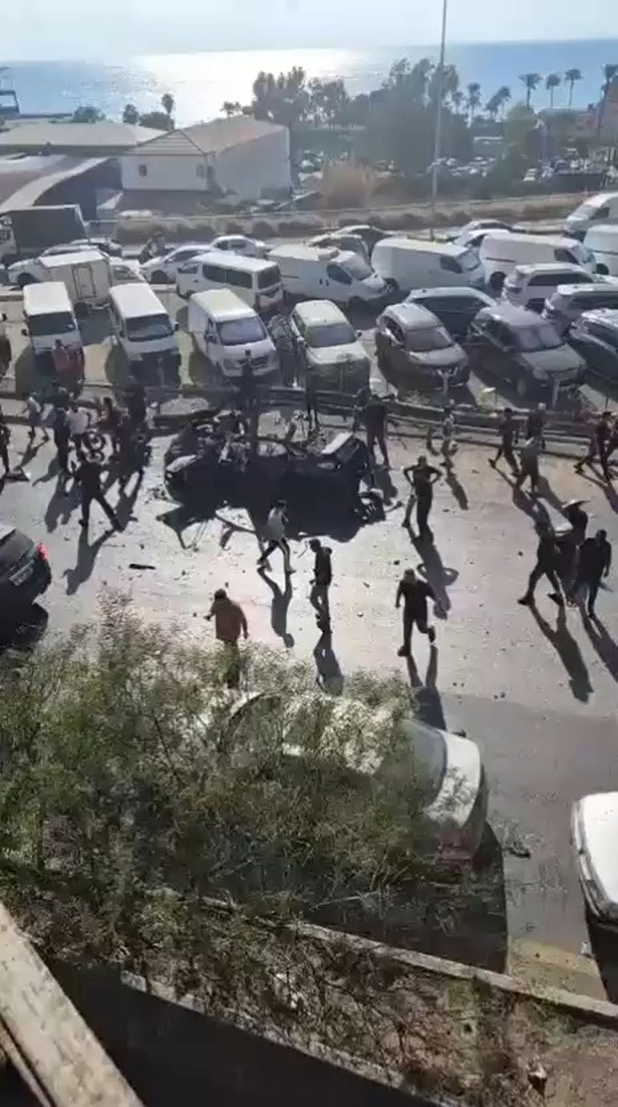 Burnt out vehicle from IDF strike.