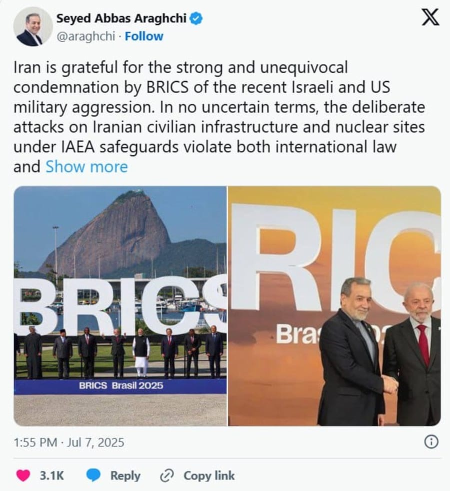BRICS Summit in Brazil Offers Diplomatic Backing to Iran