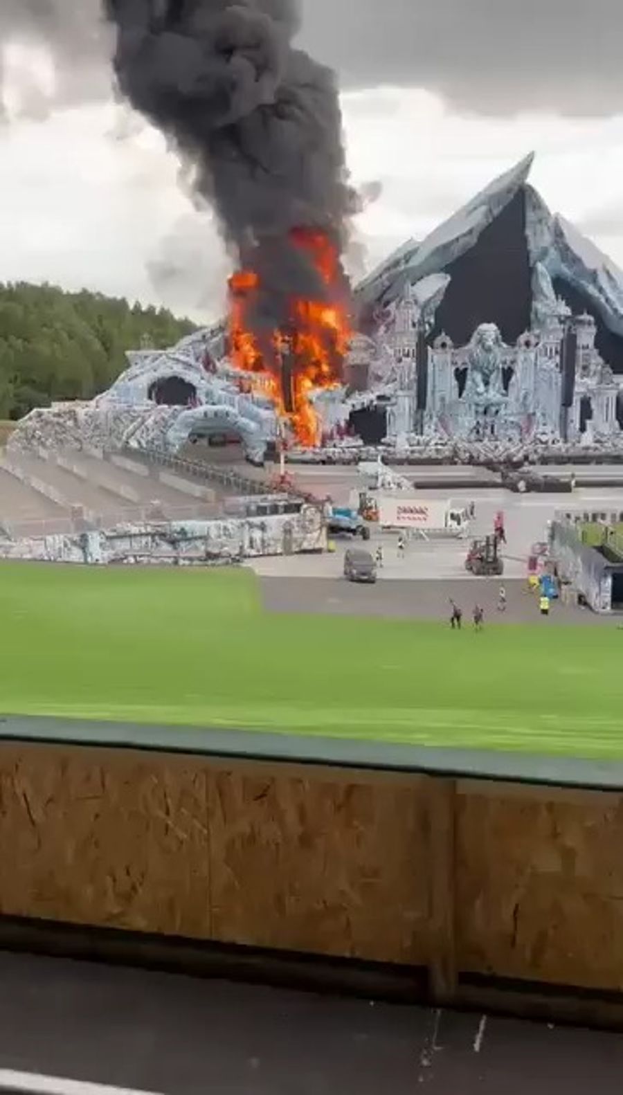 Tomorrowland festival stage in flames