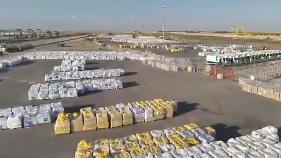 Aid waiting to be distributed.