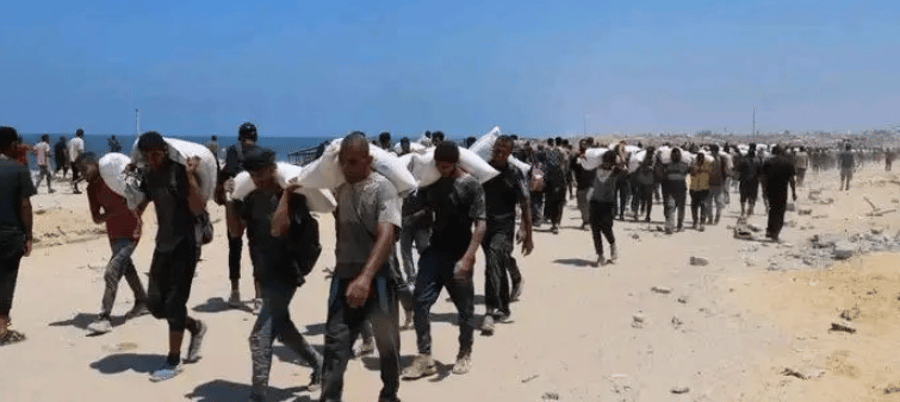 Gazans Seen Storming Aid Trucks at Zikim Crossing