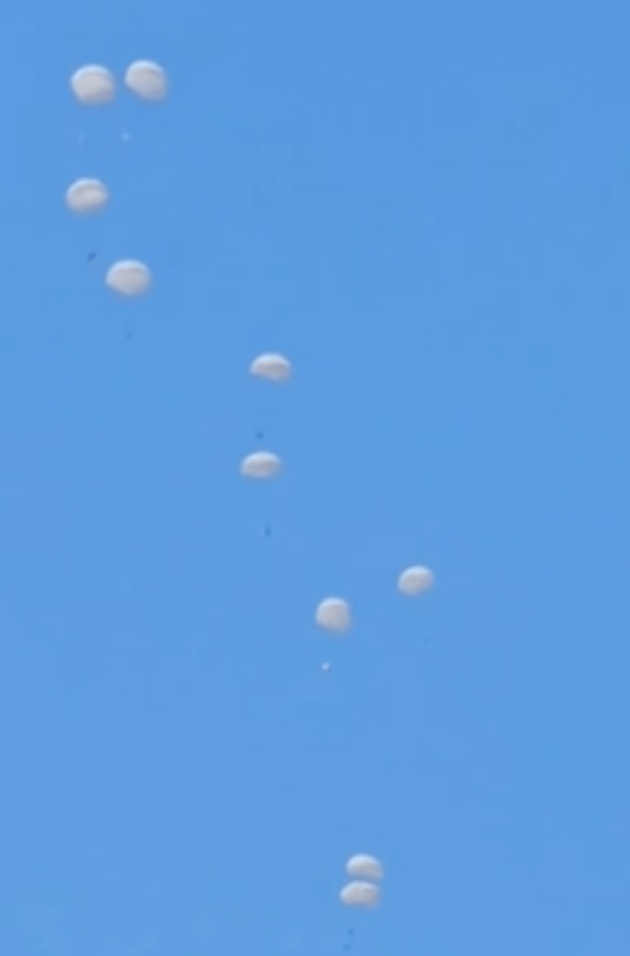 Humanitarian aid airdropped over Nuseirat, Gaza