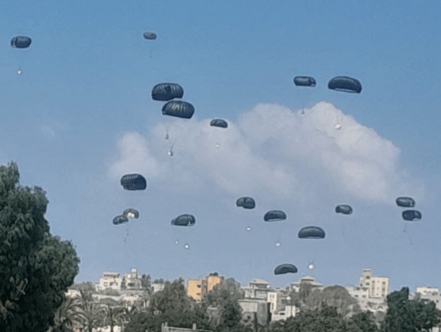 Airdrops of humanitarian aid land in Gaza 