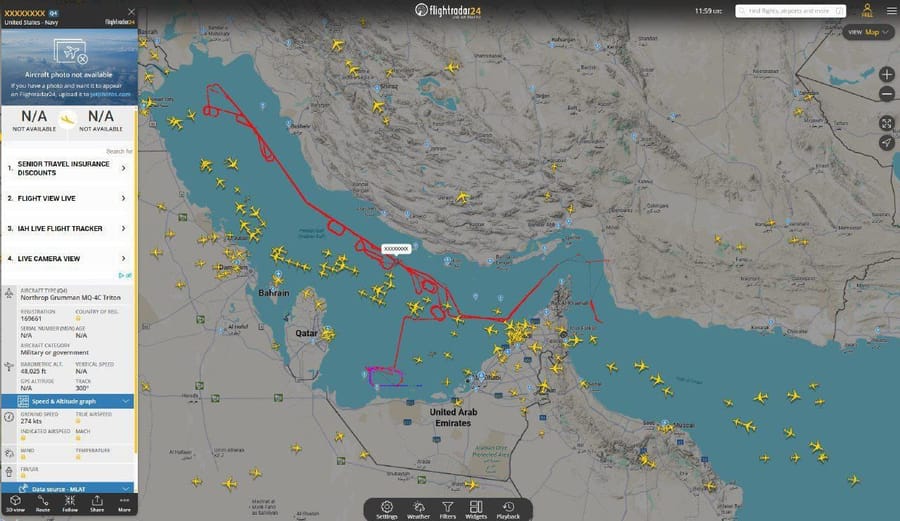 Iranian Report: U.S. Drone Conducts Intensive Surveillance Near Hormuz
