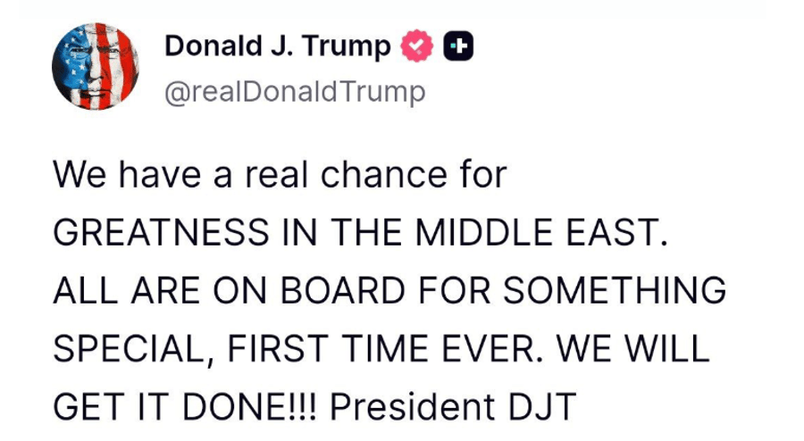 Trump: We have a chance for greatness in the Middle East