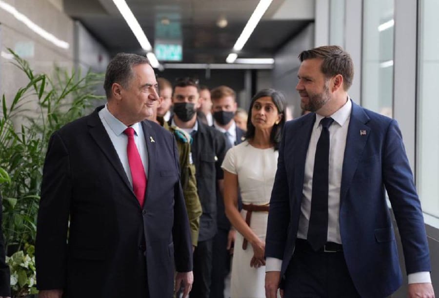 JD Vance meets Israel Katz at the Kiriya