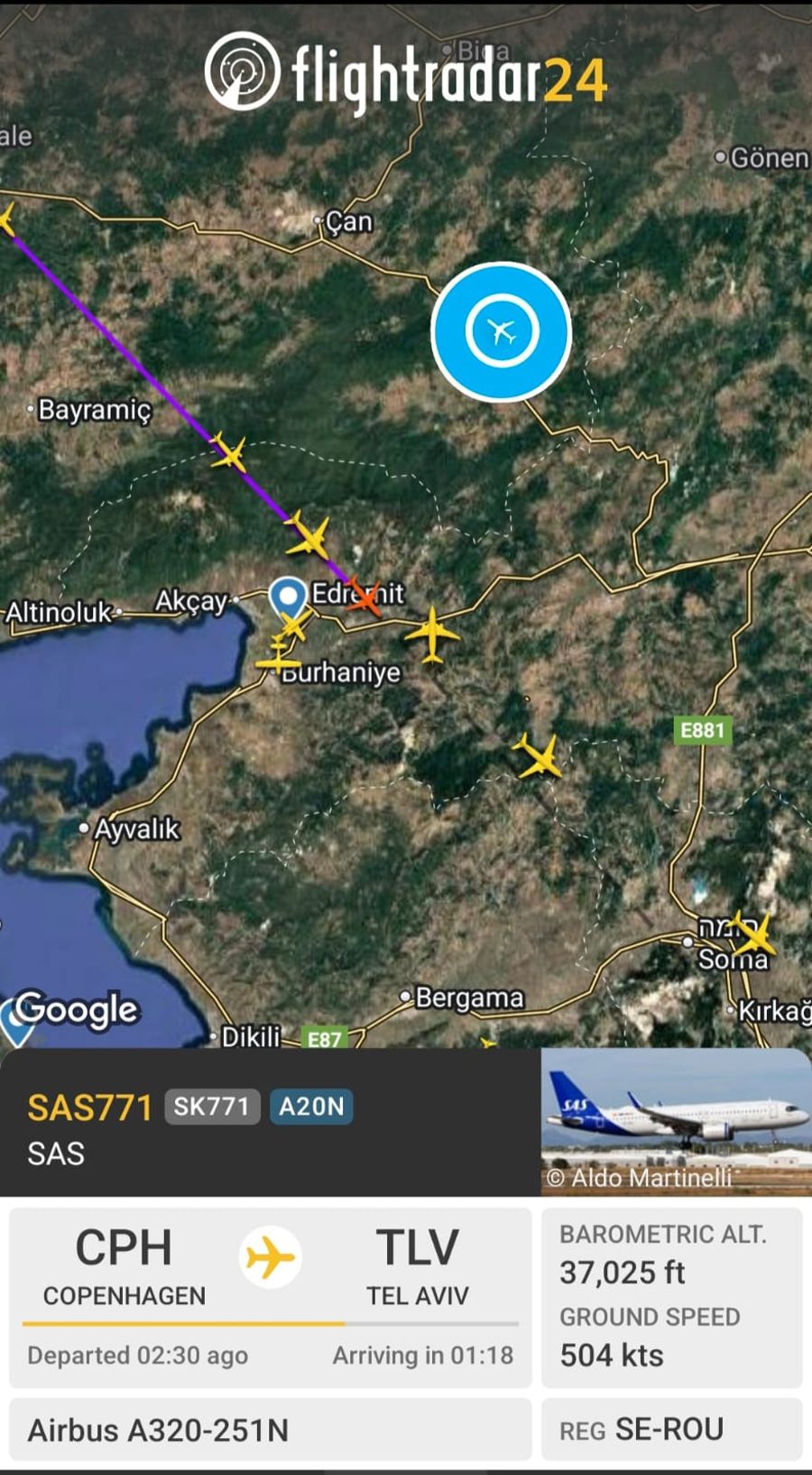 UK SAS plane heads to israel