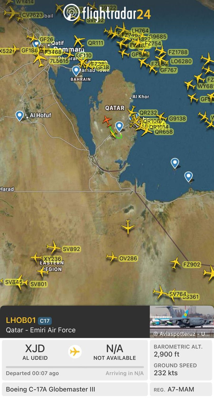 Qatari planes, British Roayal Airforce planes left Al Udeid base