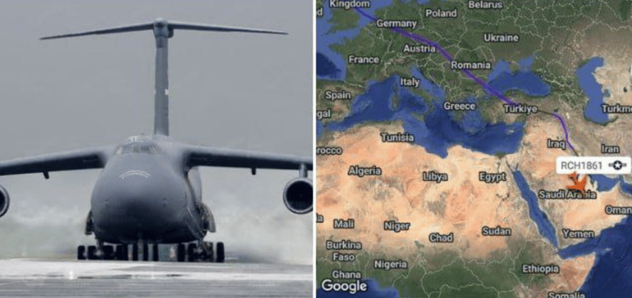 Massive U.S. C-5M Super Galaxy Lands in Saudi Arabia