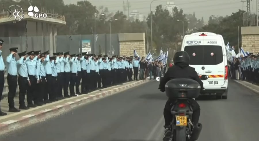 Police salute Ran Gvili as he makes his final journey