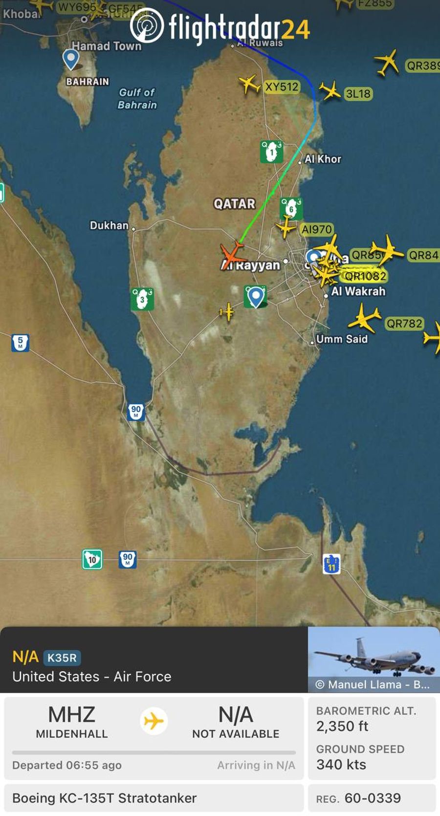 Boeing Stratotanker en route to Al Udeid base