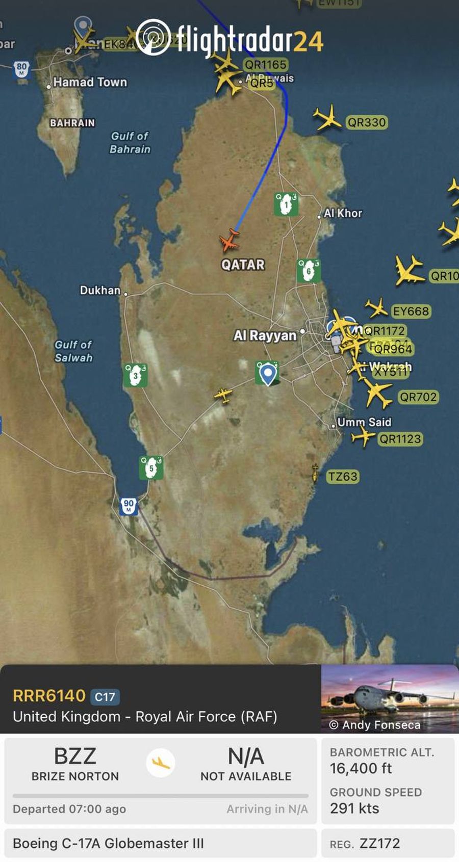 More UK transport planes arrive at Al Udeid base 
